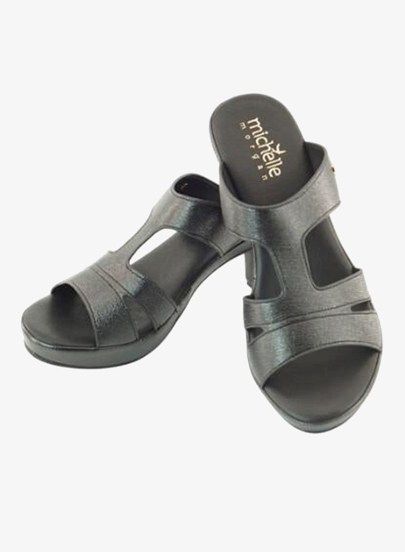 ميشيل مورجان 092-3101 Michelle Morgan Ladies Mid Heel Sandals 514ZD099 Black - Image 2