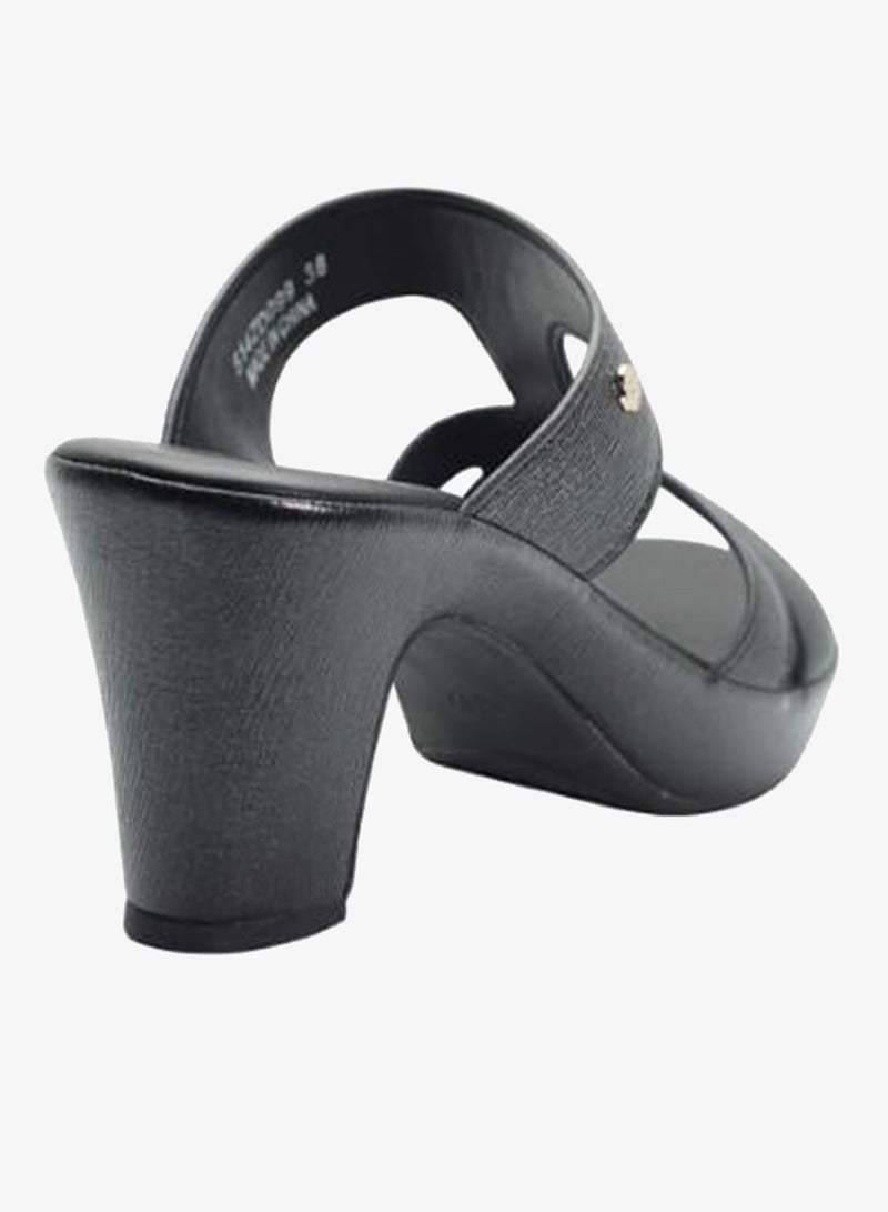 ميشيل مورجان 092-3101 Michelle Morgan Ladies Mid Heel Sandals 514ZD099 Black - Image 4