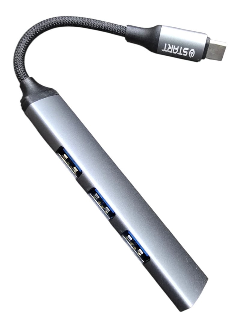 ستارت موزع USB Type C ‏4 في 1 من START DS-44U , محول USB C , كابل محول وموزع محمول مزود بعدد 4 منافذ USB 3.0 - Image 3