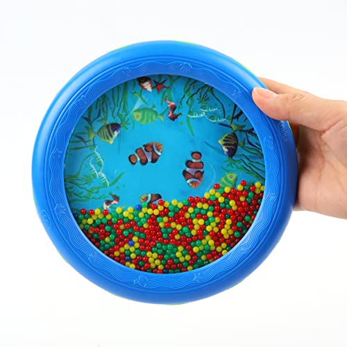 Musfunny Ocean Drum Wave Bead Drums Gentle Sea Sound Music Gift Musical Educational Sea Sound Drum Tool for Kid Child Baby Blue - Image 1