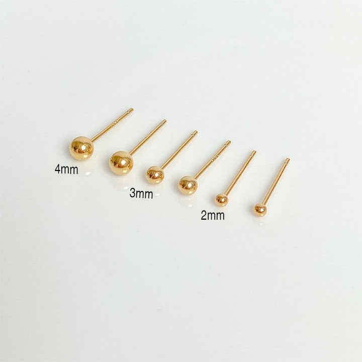 S925 Sterling Silver Bead Earrings Simple Studs 2.5mm gold pair of ear studs 