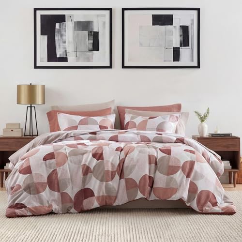 Regency Heights Stylish Three-Tone Printed King Size Comforter Set, Bed in a Bag 9-piece Bedding Set, Ultra-Soft Microfiber Comforter and Sheets Set, Warm and Cozy for All Seasons, Terracotta Blush - Image 1