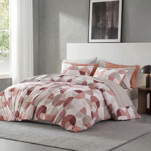 Regency Heights Stylish Three-Tone Printed King Size Comforter Set, Bed in a Bag 9-piece Bedding Set, Ultra-Soft Microfiber Comforter and Sheets Set, Warm and Cozy for All Seasons, Terracotta Blush - Image 2