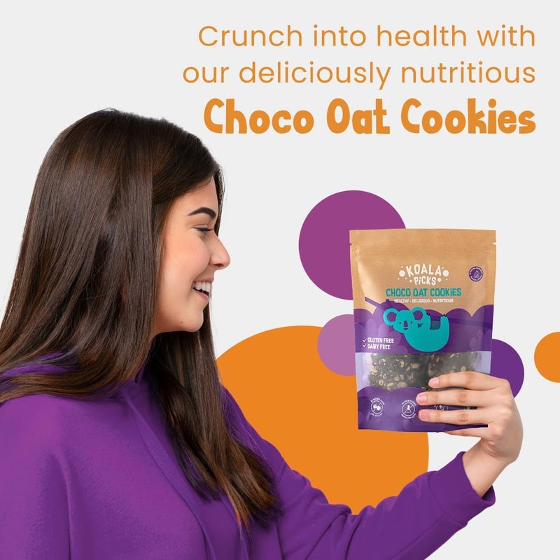 Koala Picks Choco Oat Cookies, 8pcs, 160g – Gluten Free, Nut Free, Dairy Free, No Refined Sugar, No Preservatives, Organic Oats, Healthy Snack, Tasty Treat, Guilt-Free Biscuits, Chocolate Flavored - Image 3