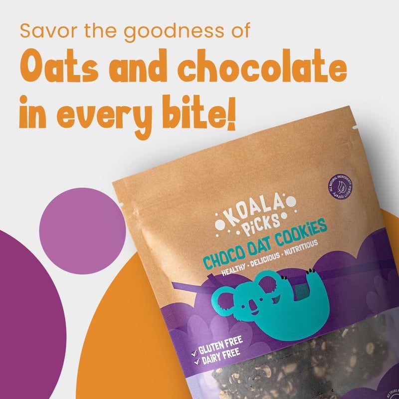 Koala Picks Choco Oat Cookies, 8pcs, 160g – Gluten Free, Nut Free, Dairy Free, No Refined Sugar, No Preservatives, Organic Oats, Healthy Snack, Tasty Treat, Guilt-Free Biscuits, Chocolate Flavored - Image 4