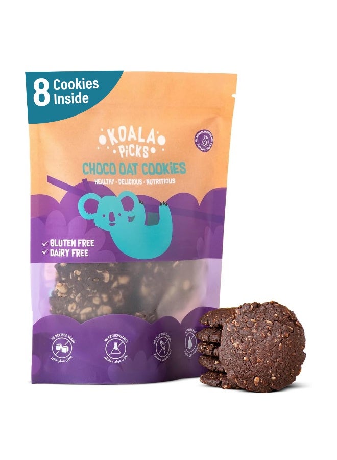 Koala Picks Choco Oat Cookies, 8pcs, 160g – Gluten Free, Nut Free, Dairy Free, No Refined Sugar, No Preservatives, Organic Oats, Healthy Snack, Tasty Treat, Guilt-Free Biscuits, Chocolate Flavored - Image 1