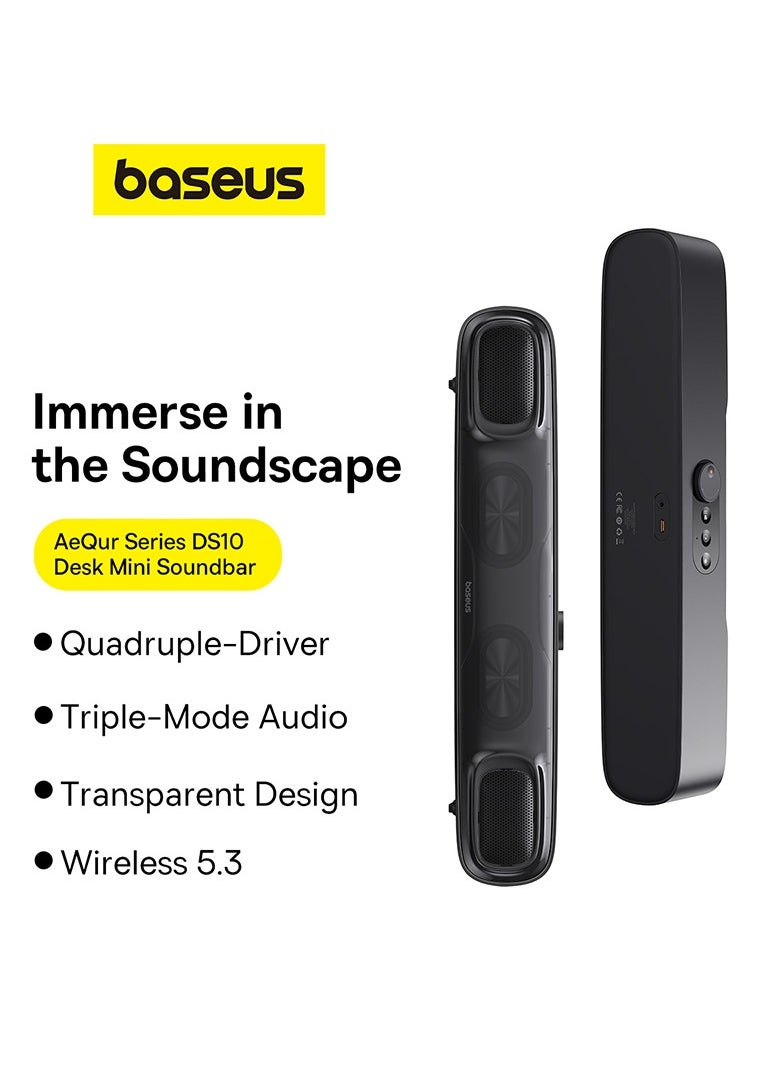 Baseus - Wireless Single Soundbar Speaker With Bluetooth 5.3, App Controlled Mini Soundbar, Triple Audio Modes, 7-Colors RGB, Cable Audio with Microphone for TV, PC, Projectors (Without Battery) - Image 1