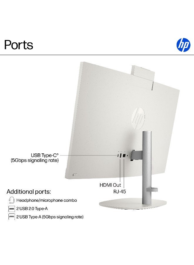 HP 27" All-in-One Touchscreen Desktop PC, Intel Core Ultra 7 255U Processor NPU: Intel® AI Boost (12 NPU TOPS, 32GB DDR5 RAM , 1TB SSD Storage, Full HD (1920x1080) Display, Windows 11 Home, White English WHITE - Image 4