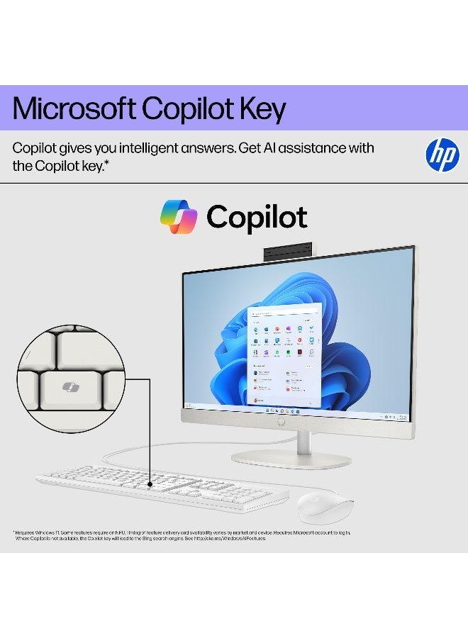 HP 27" All-in-One Touchscreen Desktop PC, Intel Core Ultra 7 255U Processor NPU: Intel® AI Boost (12 NPU TOPS, 32GB DDR5 RAM , 1TB SSD Storage, Full HD (1920x1080) Display, Windows 11 Home, White English WHITE - Image 5