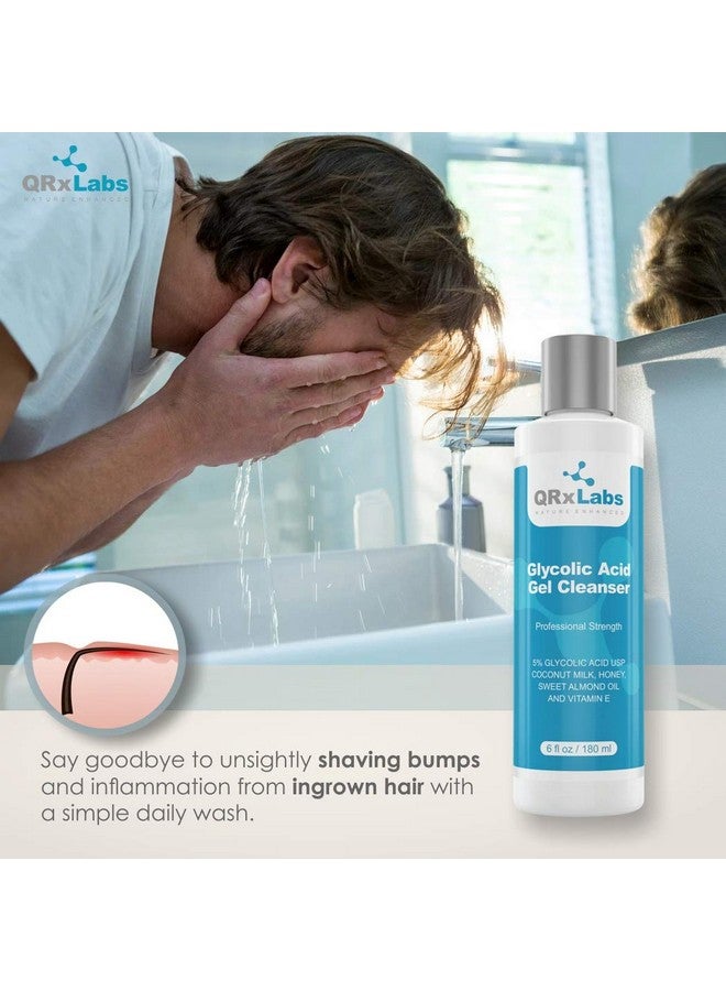 QRxLabs Rxlabs Glycolic Acid Face Wash Exfoliating Gel Cleanser Best For Wrinkles Lines Acne Spots & Chemical Peel Prep Reduces Shaving Bumps And Ingrown Hair 6 Fl Oz - Image 5