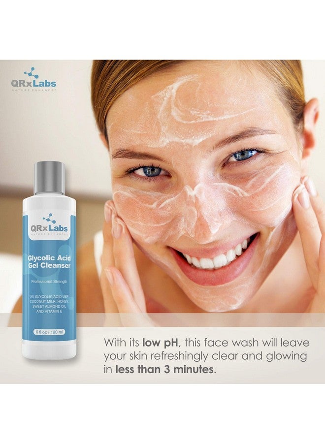 QRxLabs Rxlabs Glycolic Acid Face Wash Exfoliating Gel Cleanser Best For Wrinkles Lines Acne Spots & Chemical Peel Prep Reduces Shaving Bumps And Ingrown Hair 6 Fl Oz - Image 4