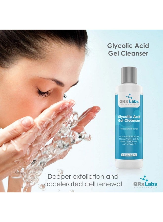 QRxLabs Rxlabs Glycolic Acid Face Wash Exfoliating Gel Cleanser Best For Wrinkles Lines Acne Spots & Chemical Peel Prep Reduces Shaving Bumps And Ingrown Hair 6 Fl Oz - Image 3