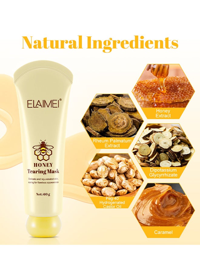 Elaimei Honey Tearing Mask, Honey Mask, Oil Control Blackhead Remover Honey Tearing Peel Mask Off Dead Skin Clean Pores Peel Mask Dead Skin, 60G  - Image 2