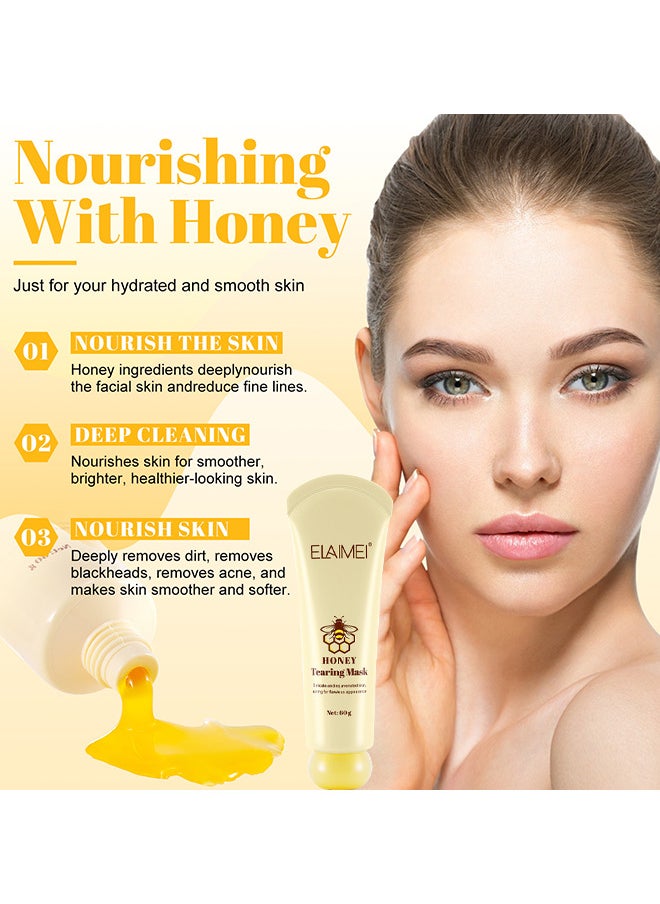 Elaimei Honey Tearing Mask, Honey Mask, Oil Control Blackhead Remover Honey Tearing Peel Mask Off Dead Skin Clean Pores Peel Mask Dead Skin, 60G  - Image 4