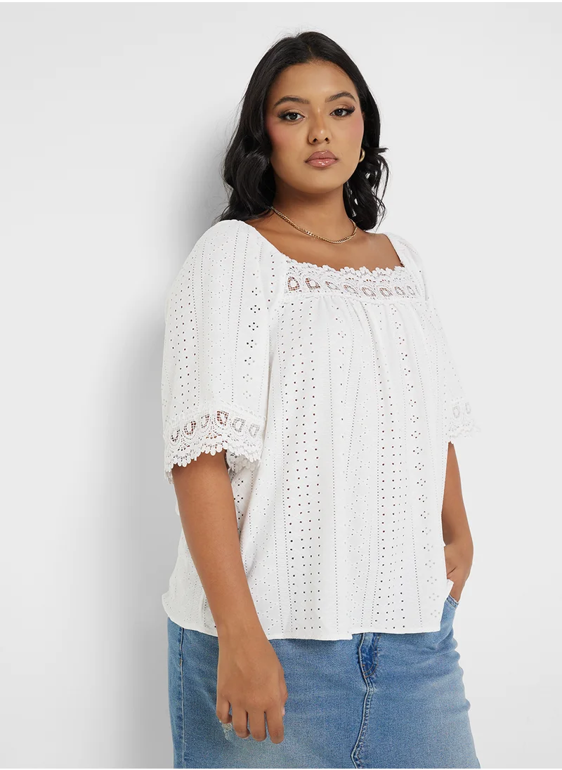 Ginger Plus Broderie Detail Top