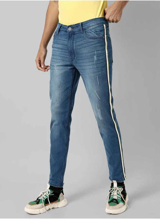Campus Sutra Contrast Side Striped Slim Fit Jeans by Styli