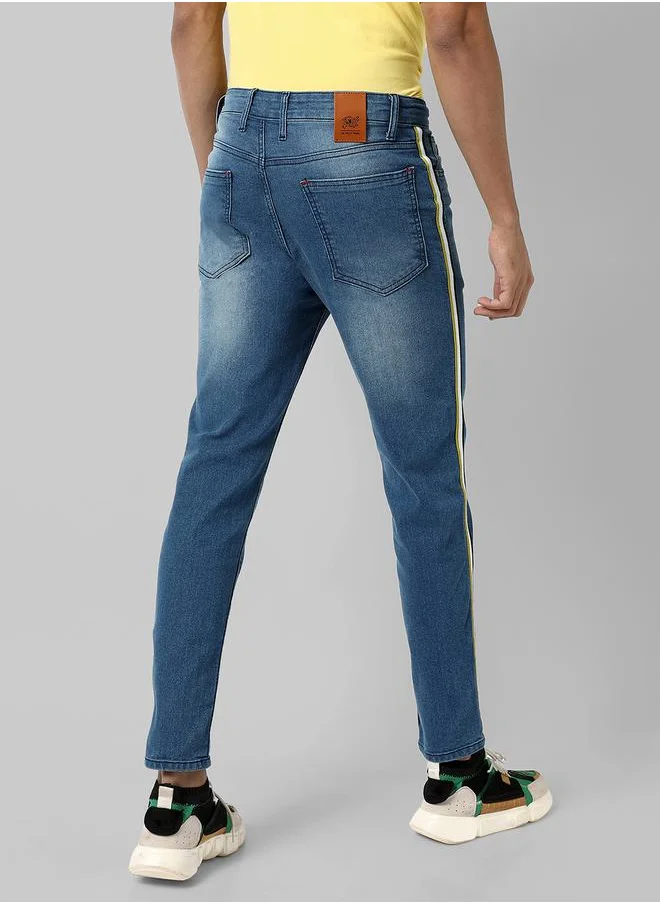 Campus Sutra Contrast Side Striped Slim Fit Jeans by Styli