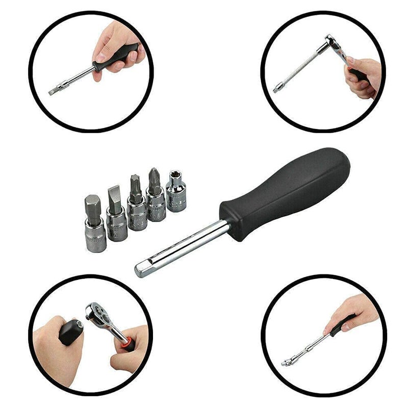 XTOOLS Premium 46 in 1 Pcs Combination Wrench SetSocket for CarBike Repairing Hand Tool Long Handle Kit 46pcs Combo Tools Repair 14 Ratchet Torque Box for Spanner Force Kit Tools Set  - Image 4