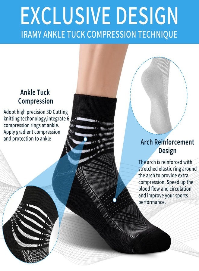 IRAMY Compression Ankle Support Socks Coolmax Wicking Cushioned Athletic Plantar Fasciitis Relief Men Women 3 Pairs - Image 2