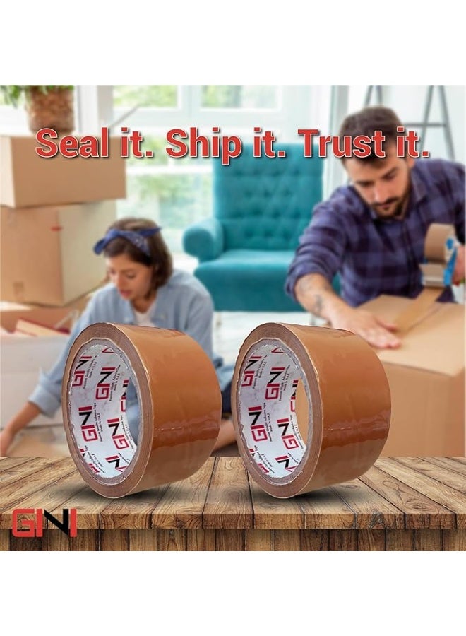 GINI Brown Packaging Tape | 48mm x 50 yards Strong Heavy Duty Packing Tape for Parcel Boxes, Moving Boxes, Large Postal Bags, Office Use [1 Rolls] - Image 2