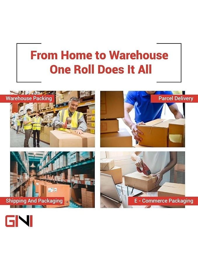 GINI Brown Packaging Tape | 48mm x 50 yards Strong Heavy Duty Packing Tape for Parcel Boxes, Moving Boxes, Large Postal Bags, Office Use [1 Rolls] - Image 4