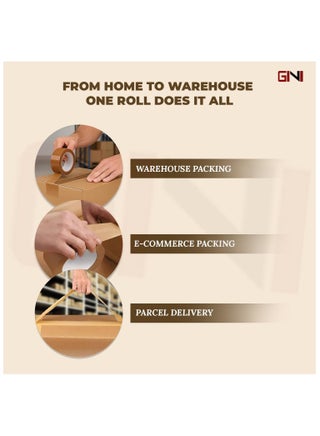 GINI Brown Packaging Tape | 48mm x 50 yards Strong Heavy Duty Packing Tape for Parcel Boxes, Moving Boxes, Large Postal Bags, Office Use [1 Rolls] - view 3