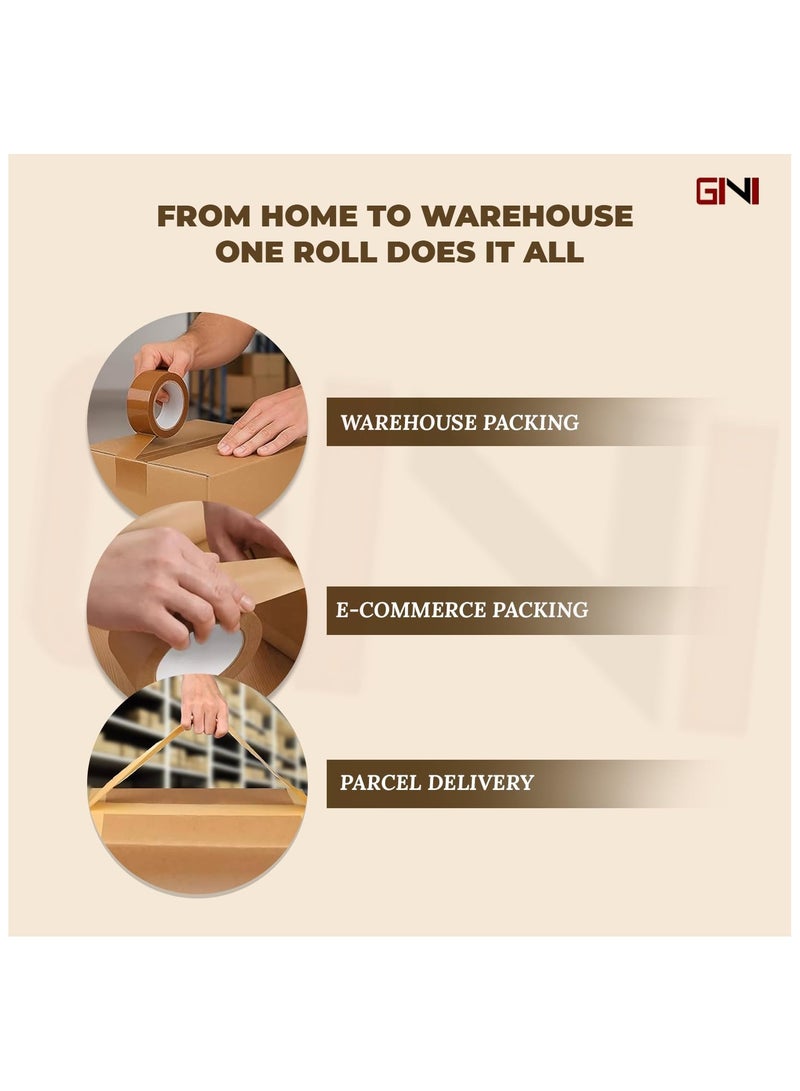 جيني شريط تغليف بني من جيني | 48 مم × 50 ياردة شريط تغليف قوي شديد التحمل لصناديق الطرود، وصناديق النقل، والأكياس البريدية الكبيرة، والاستخدام المكتبي [لفة واحدة] - Image 3