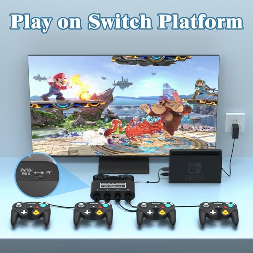 pdobq Gamecube Controller Adapter for Nintendo Switch2 Gamecube Adapter, Super Smash Bros Gamecube Adapter for Wii u/Switch/Switch OLED, Controller Adapter for Gamecube with 4 Ports and 1.8M USB Long Cable - Image 4