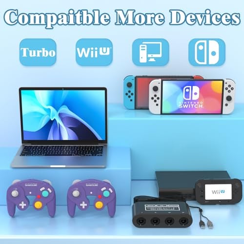 pdobq Gamecube Controller Adapter for Nintendo Switch2 Gamecube Adapter, Super Smash Bros Gamecube Adapter for Wii u/Switch/Switch OLED, Controller Adapter for Gamecube with 4 Ports and 1.8M USB Long Cable - Image 2