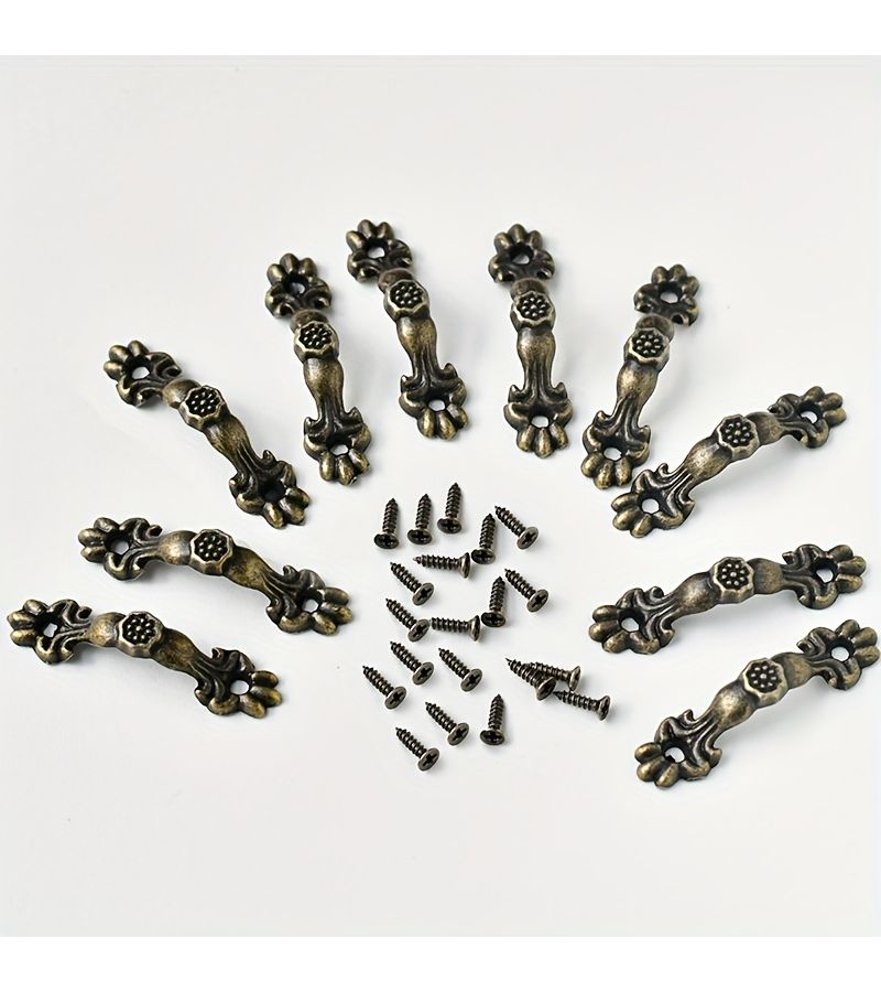 10 Pcs Bronze Antique Arch Mini Handles With Screws For Drawer Jewelry Box Window Decoration Hardware - Image 1