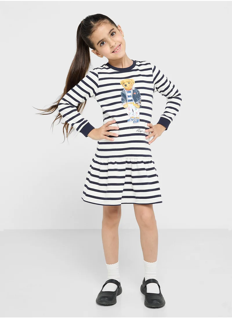 POLO RALPH LAUREN Youth Bear Print Striped Dress