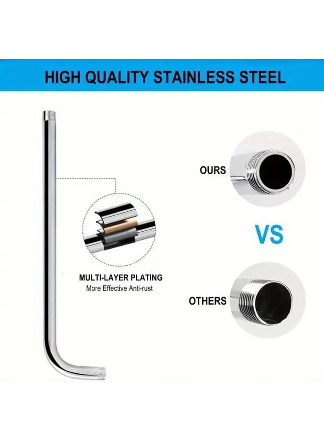 9.84 Inch Polished Chrome Shower Arm System Leakproof Grip Base 304 Stainless Steel - Image 2