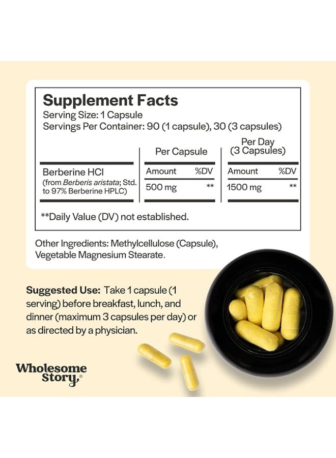 Wholesome Story Berberine Supplement 1500mg 90 Vegetarian Capsules - Image 2