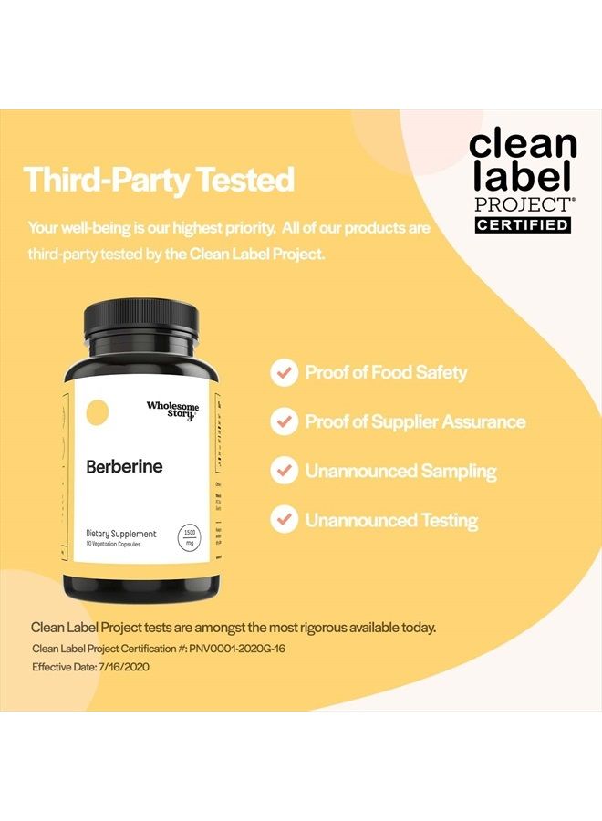 Wholesome Story Berberine Supplement 1500mg 90 Vegetarian Capsules