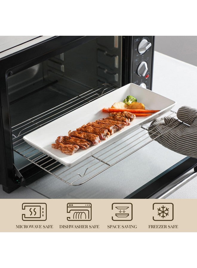 MALACASA 3 Tier Serving Tray, Porcelain Tiered Tray Stand, 14 Inch Ceramic Serving Platter with Collapsible Sturdier Rack, Dessert Wihte, Series PLAT - Image 4