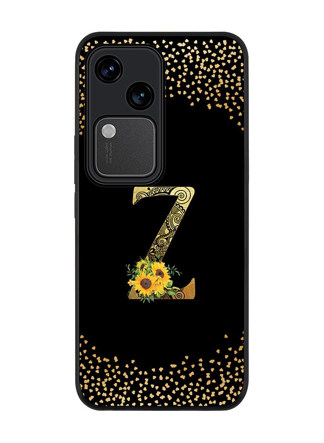 Stylizedd Rugged Black edge case for Vivo V30 5G, Flexible Cover -  Custom Monogram Initial Letter Mandala Floral Pattern Alphabet - Z ( Black ) - Image 1