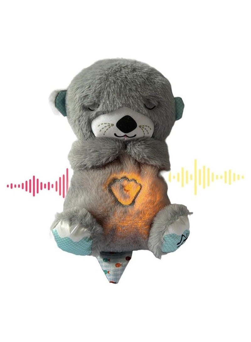 جهاز صوت Soothe 'N Snuggle Breathing Belly من القطيفة على شكل حيوان محشو مهدئ للقلق والتوتر، قضاعة موسيقية مهدئة للنوم مع أضواء موسيقية، حركة تنفس إيقاعية - Image 1