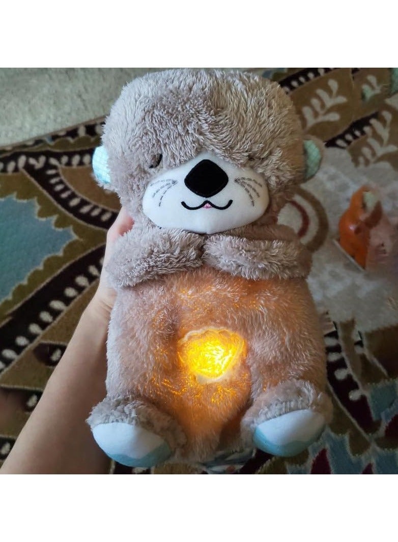 جهاز صوت Soothe 'N Snuggle Breathing Belly من القطيفة على شكل حيوان محشو مهدئ للقلق والتوتر، قضاعة موسيقية مهدئة للنوم مع أضواء موسيقية، حركة تنفس إيقاعية - Image 3