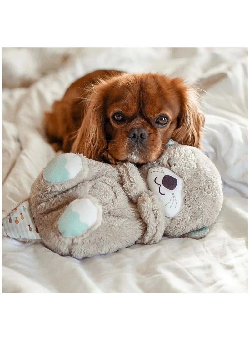 جهاز صوت Soothe 'N Snuggle Breathing Belly من القطيفة على شكل حيوان محشو مهدئ للقلق والتوتر، قضاعة موسيقية مهدئة للنوم مع أضواء موسيقية، حركة تنفس إيقاعية - Image 5