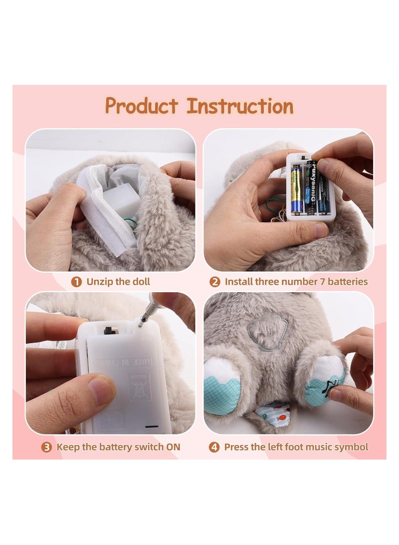 جهاز صوت Soothe 'N Snuggle Breathing Belly من القطيفة على شكل حيوان محشو مهدئ للقلق والتوتر، قضاعة موسيقية مهدئة للنوم مع أضواء موسيقية، حركة تنفس إيقاعية - Image 4