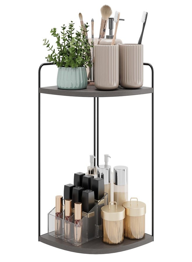 Forest Angle Bathroom Counter Organizer,Countertop Organizer,Vanity Organizers,Bathroom Storage,Bathrooms Sink Organizers,Counter Shelf,Corner Counter,Corner Shelves(Black-Grey) - Image 1