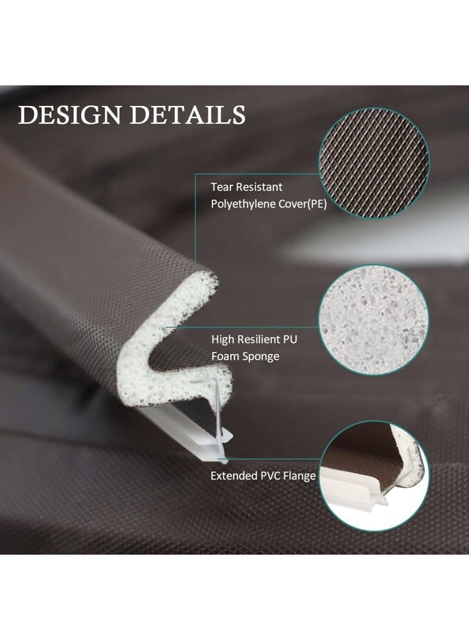LSGCQ Kerf Weather Stripping Door Seal Strip 26 Ft Brown PU Foam Door Weatherstrip Seal for Doors and Windows with Slot Card Slot Installation, Easy Cut to Size - Image 3