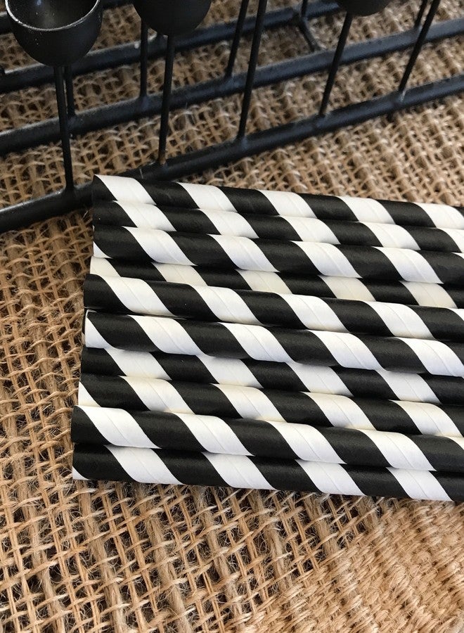 Outside the Box Papers Stripe Paper Straws - Black White - 7.75 Inches - Pack of 50 - Outside the Box Papers Brand - Image 4