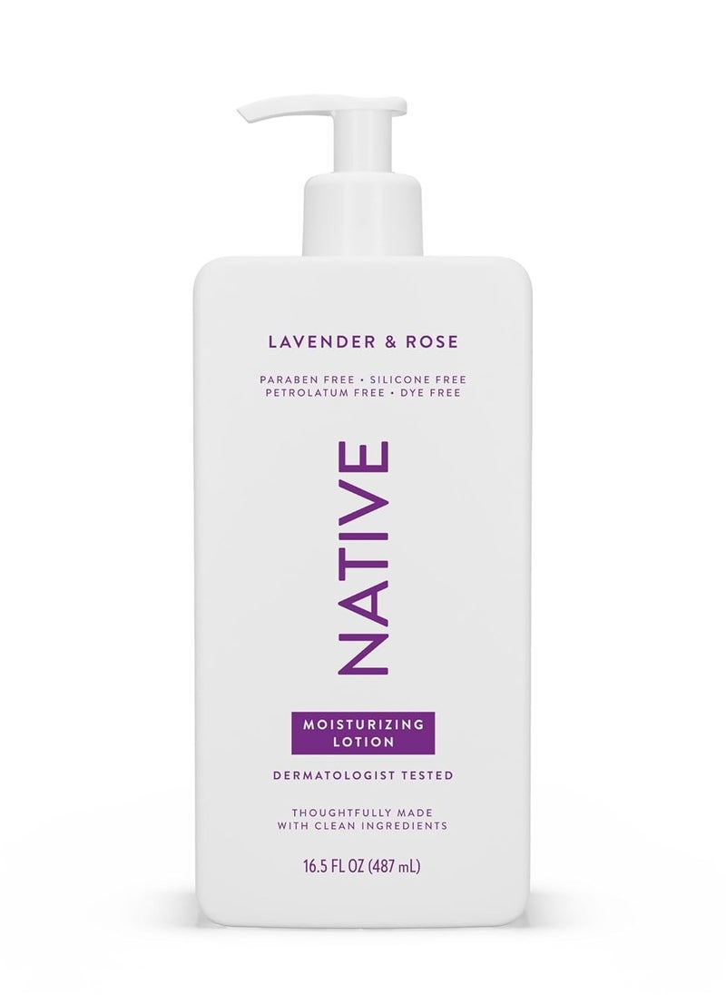 native Native Body Lotion Contains Naturally Derived Plant-Based Moisturizers for Women and Men | Restores Dry Skin, Lavender & Rose, 16.5 fl oz  - Image 1