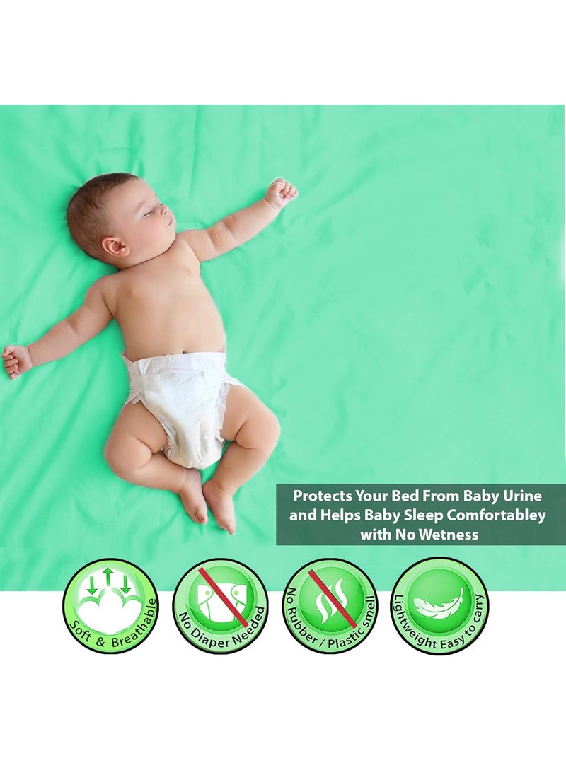 Polka Tots POLKA TOTS Waterproof & Reusable Baby Bed Protector Absorbent Mat Dry Sheet for New Born Infants (Mint, 140 X 200 CM, Extra Large)  - Image 4