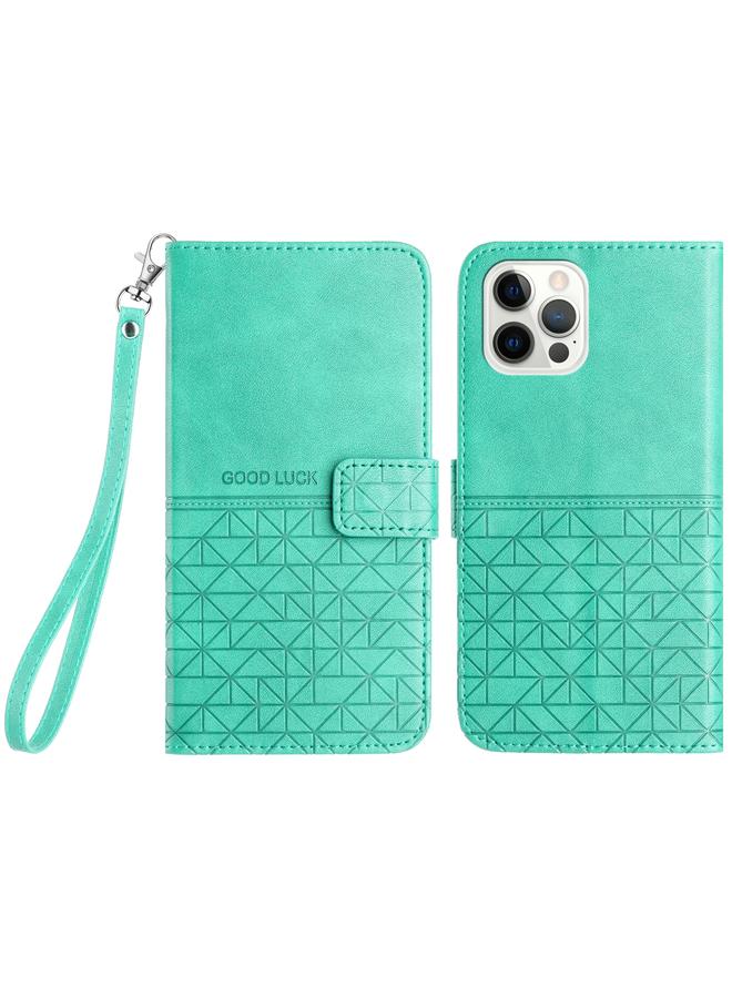 S-TOP Case For iPhone 14 Pro Rhombic Texture Leather Phone Case with Lanyard - Image 1