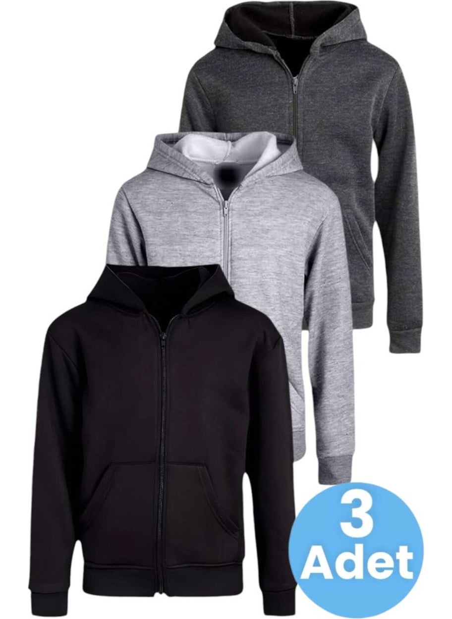 Tezzgelsin - Kids Cotton Hooded Zippered Sweatshirt 3 Piece Set - Image 1