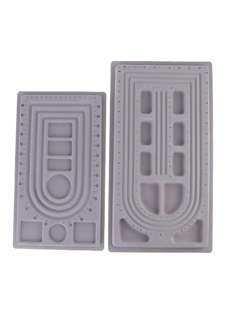 SYOSI Bead Board, Large Bead Design Board, 3 U-Shape and 3 Straight Channels, 16"-19" Bracelet Design Board Flocked Bead Board Mats Necklace Beading Jewelry Organizer Tray DIY Jewelry Making Tray, 2Pack  - Image 1