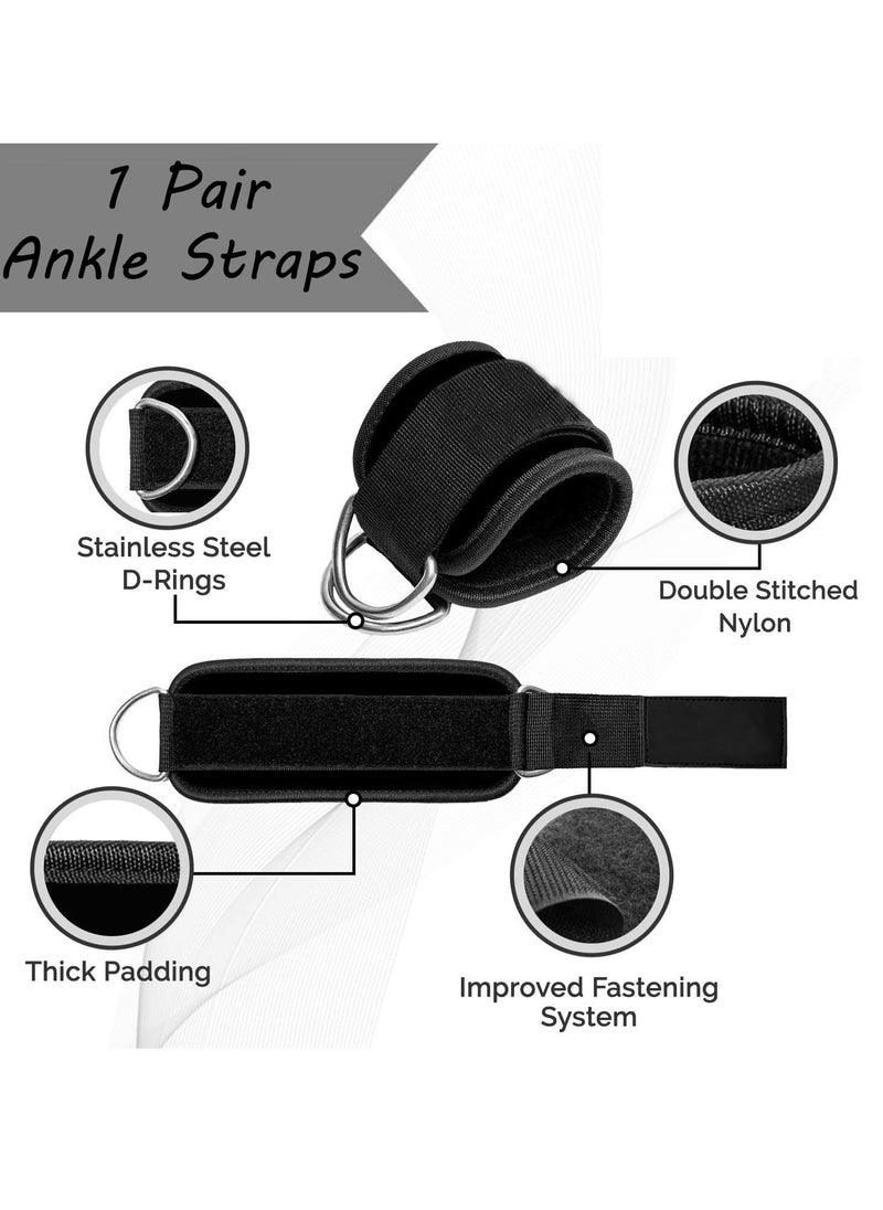Generic Ankle Resistance Bands Wrist Cuffs Padded Straps Adjustable Fitness Glute Kickback D-Ring for Cable Machine Gym Foot Leg Training Brace Support 1 Pair  - Image 3