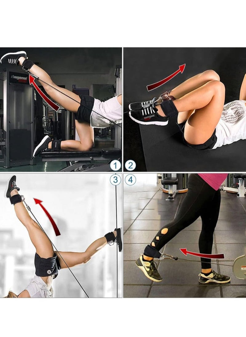 Generic Ankle Resistance Bands Wrist Cuffs Padded Straps Adjustable Fitness Glute Kickback D-Ring for Cable Machine Gym Foot Leg Training Brace Support 1 Pair  - Image 5